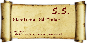 Streicher Sándor névjegykártya